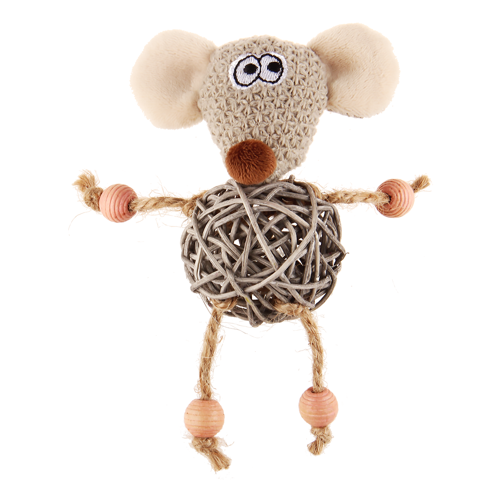 Мышка с плетеным мячиком с колокольчиком Gigwi